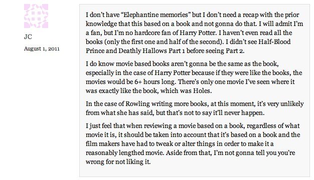 Harry Potter and Deathly Hallows Comments